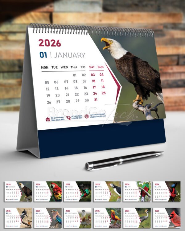 2026 Desk Calendar Template Elegant Corporate