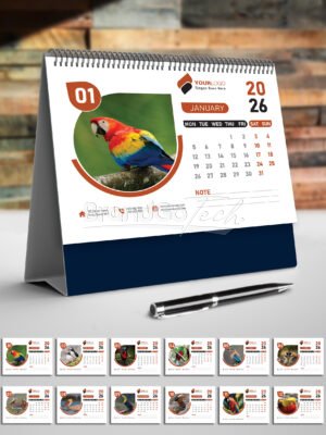 2026 Desk Calendar Template with Tear Drop Design