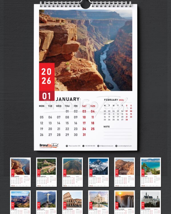 Boundless 2026 Wall Calendar Template Kenya