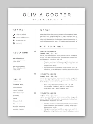 MS Word Resume/CV Template for Kenya