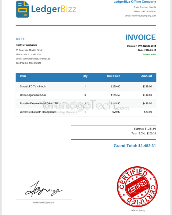 LedgerBizz – Professional Offline Invoicing Software