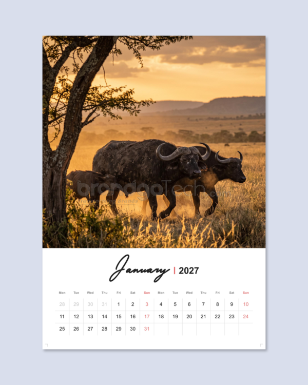 2027 Wall Calendar Template Linear Stream Layout1