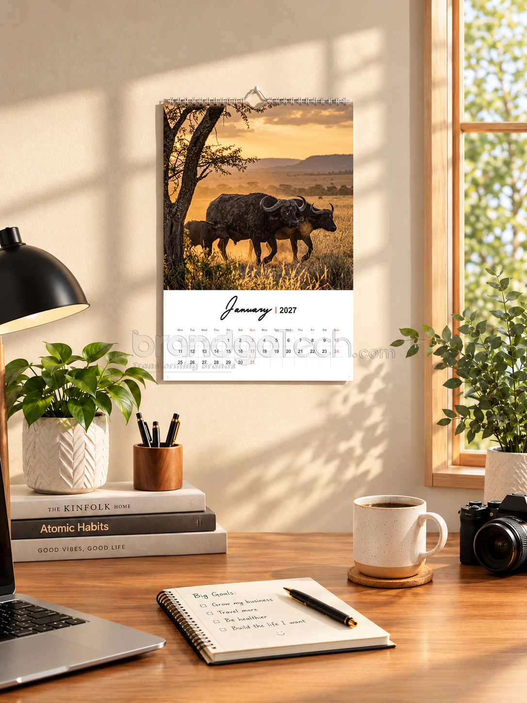2027 Wall Calendar Template Linear Stream Layout1