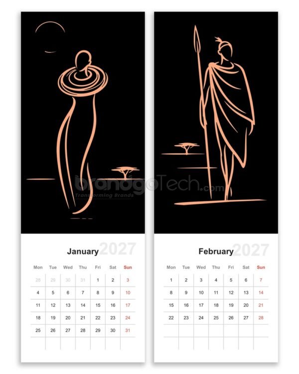 2027 African Elegance Wall Calendar Template