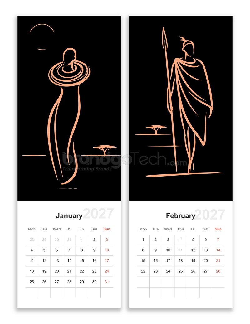 2027 African Elegance Wall Calendar Template