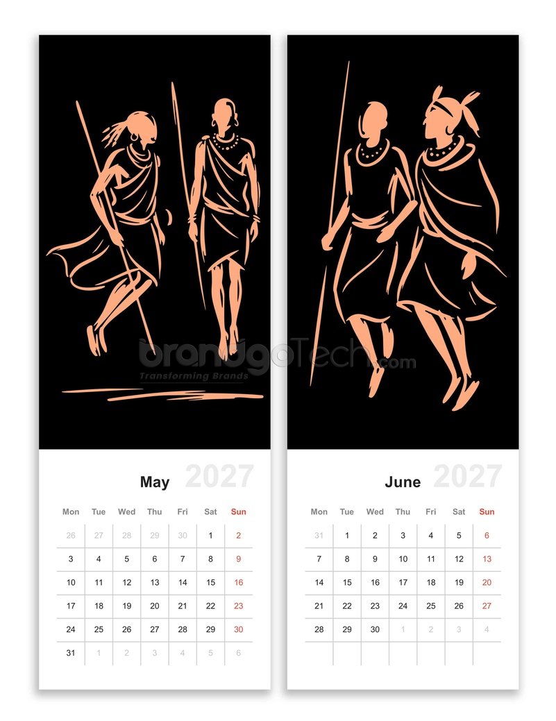 2027 African Elegance Wall Calendar Template
