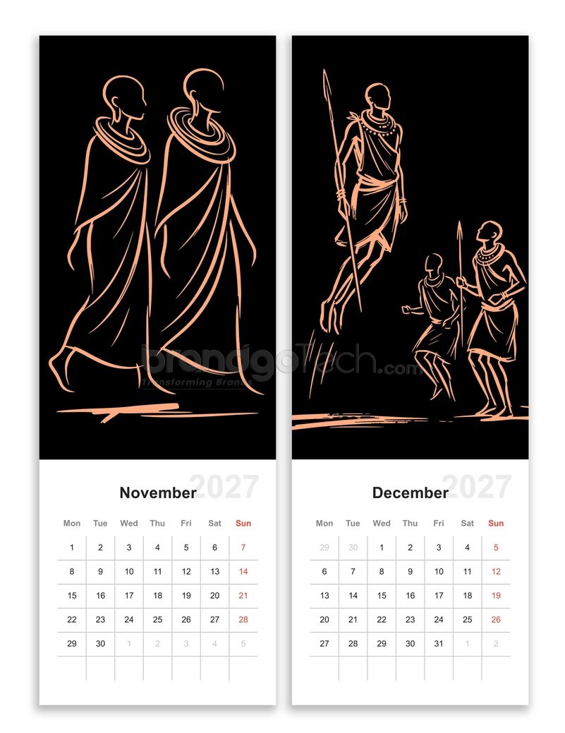 2027 African Elegance Wall Calendar Template