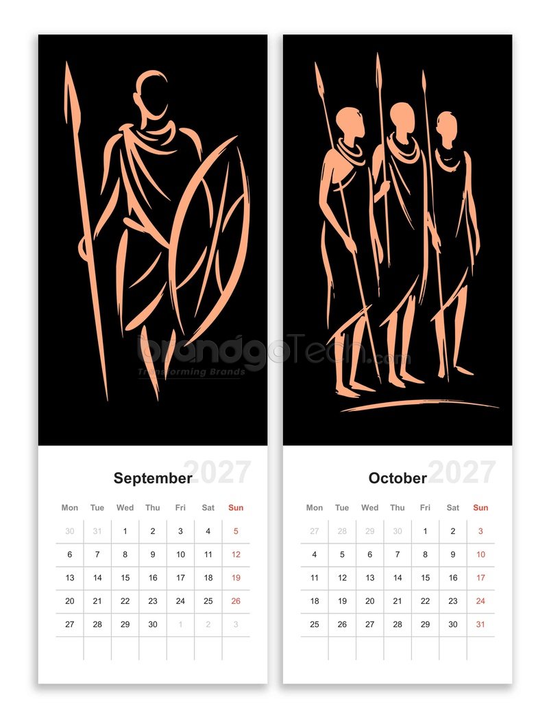 2027 African Elegance Wall Calendar Template
